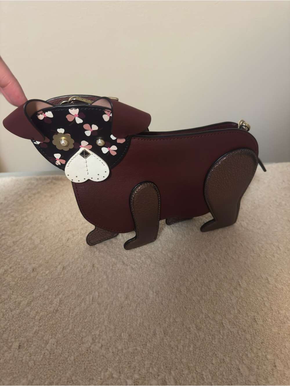 kate spade Burgundy and Brown Cat-Shaped Crossbody Bag